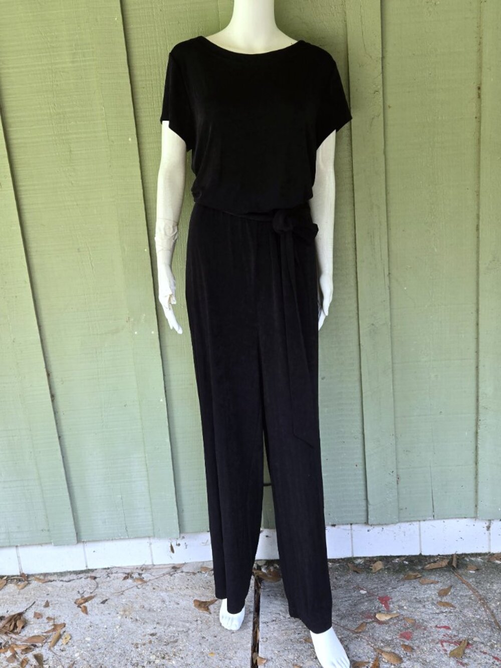 CHICO'S Travelers Black Slinky Knit Cap Sleeve Blouson Jumpsuit Sz 3 or 16 or XL